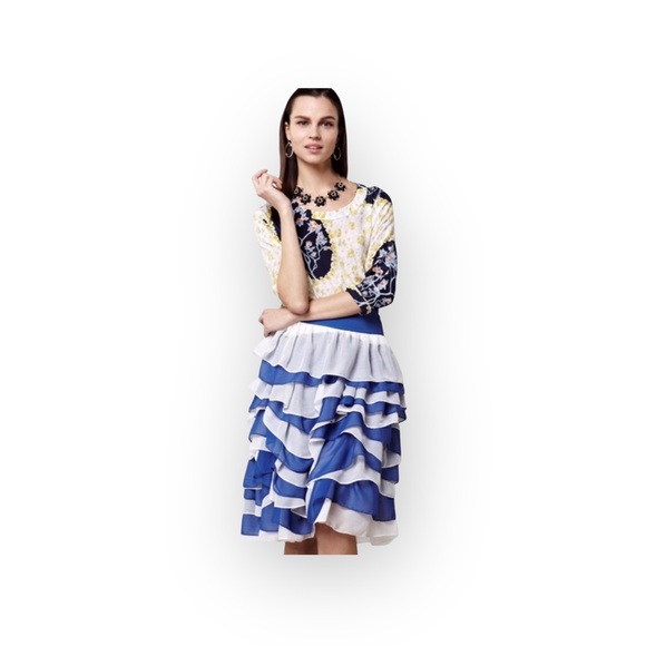 HTF: Anthropologie x Chris Benz Capsule Collab ❃ Carmen Tiered Skirt ❃ Cobalt ❃ - Picture 2 of 16